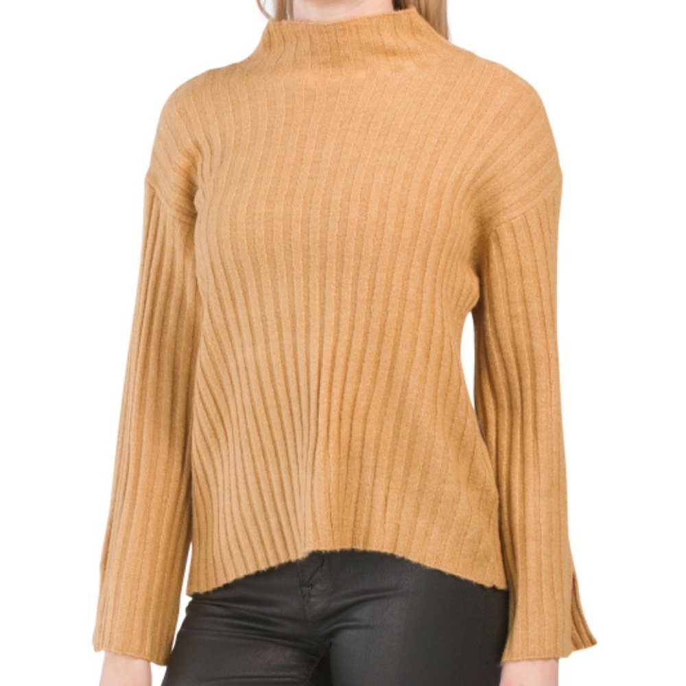 Mock Neck Ribbed Soft Sweater - Picture 1 of 8